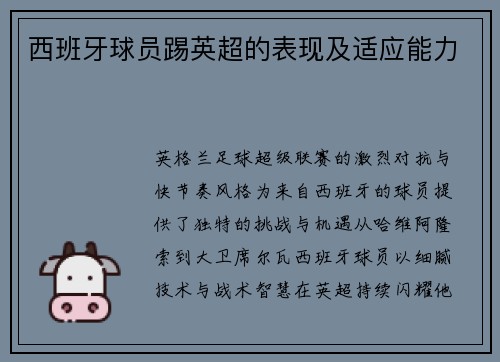 西班牙球员踢英超的表现及适应能力